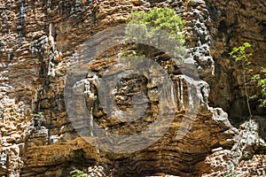 Stunningly beautiful original stone walls of the gorge Panta Vrexei, Greece