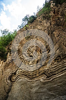 Stunningly beautiful original stone walls of the gorge Panta Vrexei, Greece