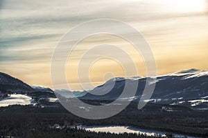 Stunningly beautiful winter view of the Norwegian landscape photo