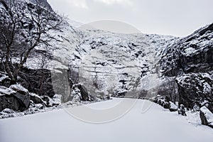 stunningly beautiful winter view of Norwegian road