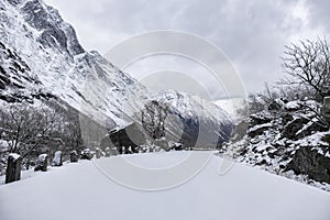 stunningly beautiful winter view of Norwegian road