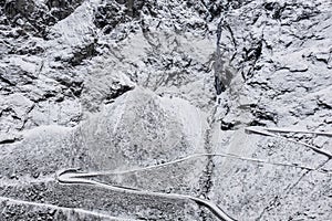 Stunningly beautiful winter view of Norwegian road