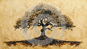 a stunningly crafted family tree illustration showcasing generations of lineage on a simple backdrop, embodying the photo