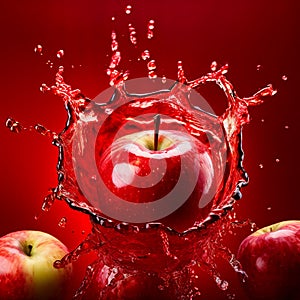 Stunningly fresh red apples, shown in a photo where they surprise in beautiful bursts photo