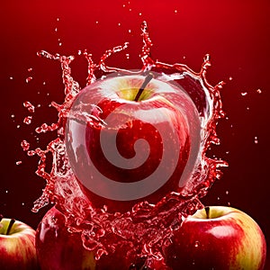 Stunningly fresh red apples, shown in a photo where they surprise in beautiful bursts photo