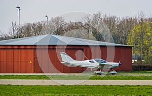 Stunt airplane taking off, recreational sports and hobbies, air transportation