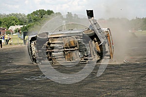 Stunt performance, at the old Kaunas airport, overturning the car at high speed 16 06 2013