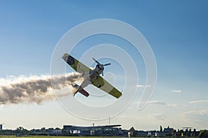 Stunt plane with smoke