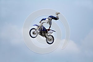 Stuntman on motorcycle