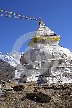 Stupa and 8000er Lothse, Nepal photo