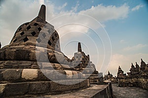 Stupa in Borobudur, ancient buddhist temple near Yogyakarta, Java, Indonesia