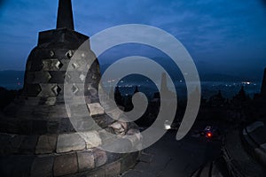 Stupa in Borobudur, ancient buddhist temple near Yogyakarta, Java, Indonesia