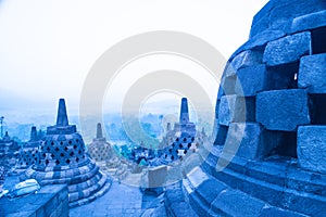 Stupa in Borobudur, ancient buddhist temple near Yogyakarta, Java, Indonesia