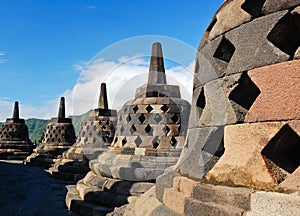 Stupa in Borobudur Temple in Yogyakarta, Indonesia