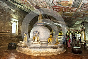 A stupa inside Cave Two (Maharaja Viharaya) at the Dambulla Cave Temples in central Sri Lanka.