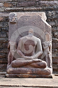 Stupa No 1, Defaced Buddha Statue inside. The Great Stupa,