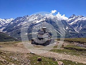 Stupa, Pagoda, Temple at Manali - Leh, Ladakh highway road