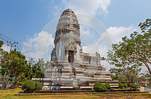 Stupa Of Phra Mahathat Ratchaburi in Ancient City Park, Muang Boran, Samut Prakan province, Thailan