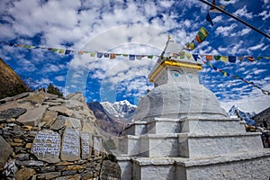 Stupa and prayer flags in Nepal