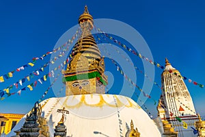 Stupa and prayer flags in Nepal