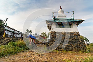 Stupa in Shad Tchup Ling Buddhist monastery on mountain Kachkanar. Russia