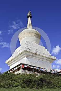 Stupa at Songzanlin Temple, largest Tibetan Buddhist monastery in Yunnan Province, China.