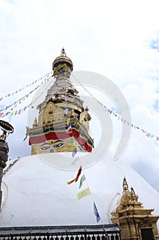 Stupa in Swayambhunath Monkey Temple,Kathmandu,Nepal. Holy, buddhism.