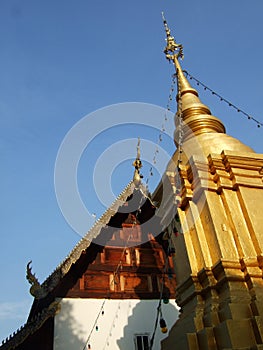 Stupa and temple in Nam-Hoo Temple, Thailand. photo