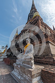 Stupa in Wat Yai Chai Mongkol temple. Ayutthaya Historical Park, Thailand. UNESCO World Heritage Site.