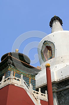 stupa (white dagoba) in the beihai park in beijing (china)