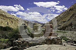 Stupas on Mani Wall