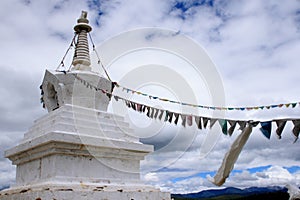 Stupas with Tibet flag