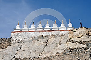 Stupas at the top of the mountain