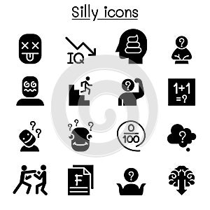 Stupid, foolish, Silly icon set