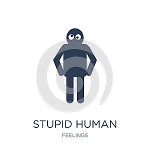stupid human icon. Trendy flat vector stupid human icon on white
