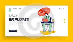 Stupidity Landing Page Template. Man Deleted Important Information from Computer. Shocked Male Character Yelling Oops photo