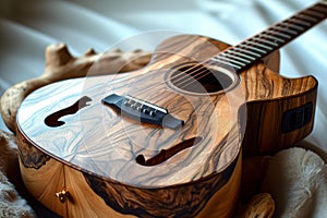 Sturdy Acoustic wooden guitar. Generate Ai