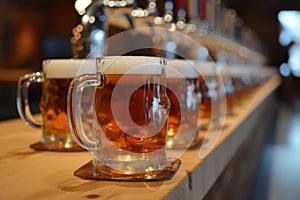 Sturdy Beer mug counter bar. Generate Ai photo