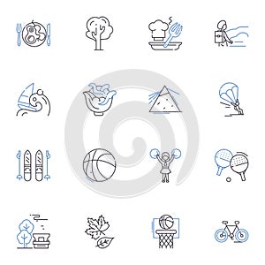 Sturdy constitution line icons collection. Resilience, Fortitude, Robustness, Endurance, Tenacity, Stamina, Grit vector