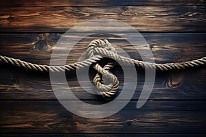 Sturdy Marine knot on wooden background. Generate AI