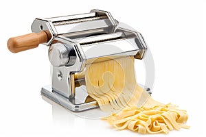 Sturdy Metal pasta maker machine with dough. Generate Ai