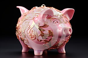 Sturdy Pink piggy bank. Generate Ai