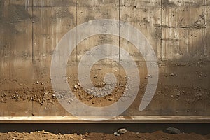 Sturdy rammed earth wall, formed from compact layers, natural tones