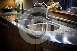 Sturdy Sink faucet kitchen counter. Generate ai