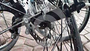 sturdy spoke wheels with disc brakes installed