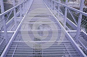 Sturdy steel bridge above the river