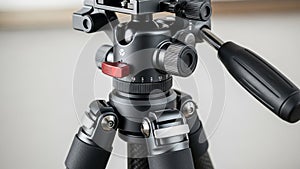 Close up of a professional camera tripod head