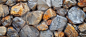 Sturdy Wall of Orange and Grey Rocks