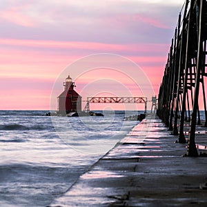 Sturgeon Bay Canal North Pierhead Light located on Sturgeon Bay in Door County, Wisconsin