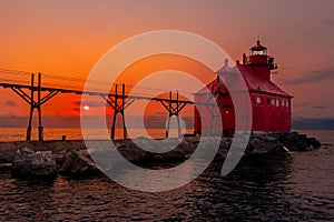 Sturgeon Bay Lighthouse at sunrise